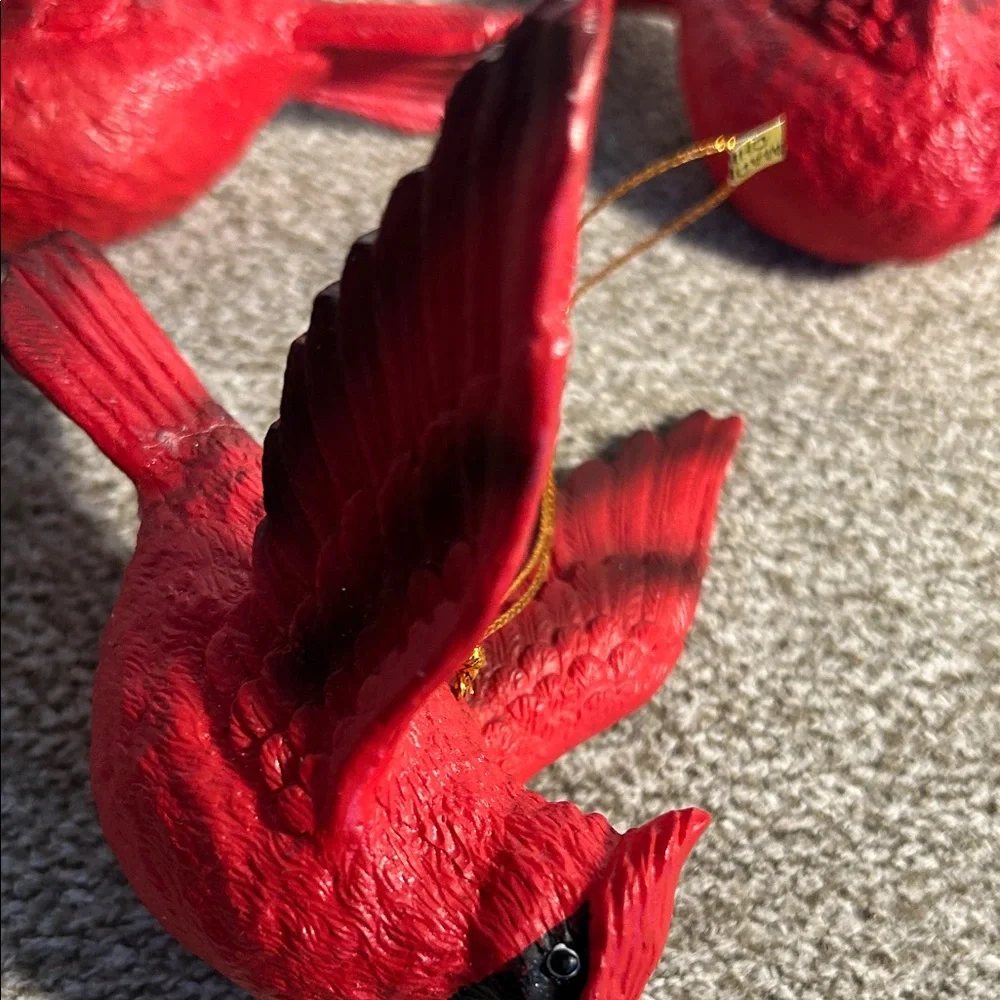 Red Cardinal Bird Ornament (Set of 3)
